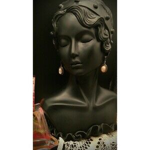 Antique Art Deco Sterling Silver Cameo Drop Earrings